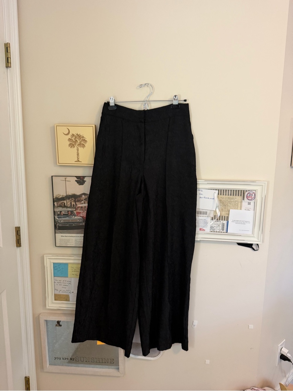 House of Harlow size medium Black Wide-Leg Women's Pants textured
